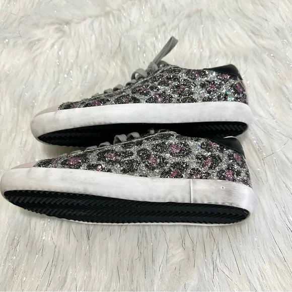 SAM EDELMAN | Aubrie Girl's Glitter Leopard Sneakers Big kids size 4 - Picture 6 of 8